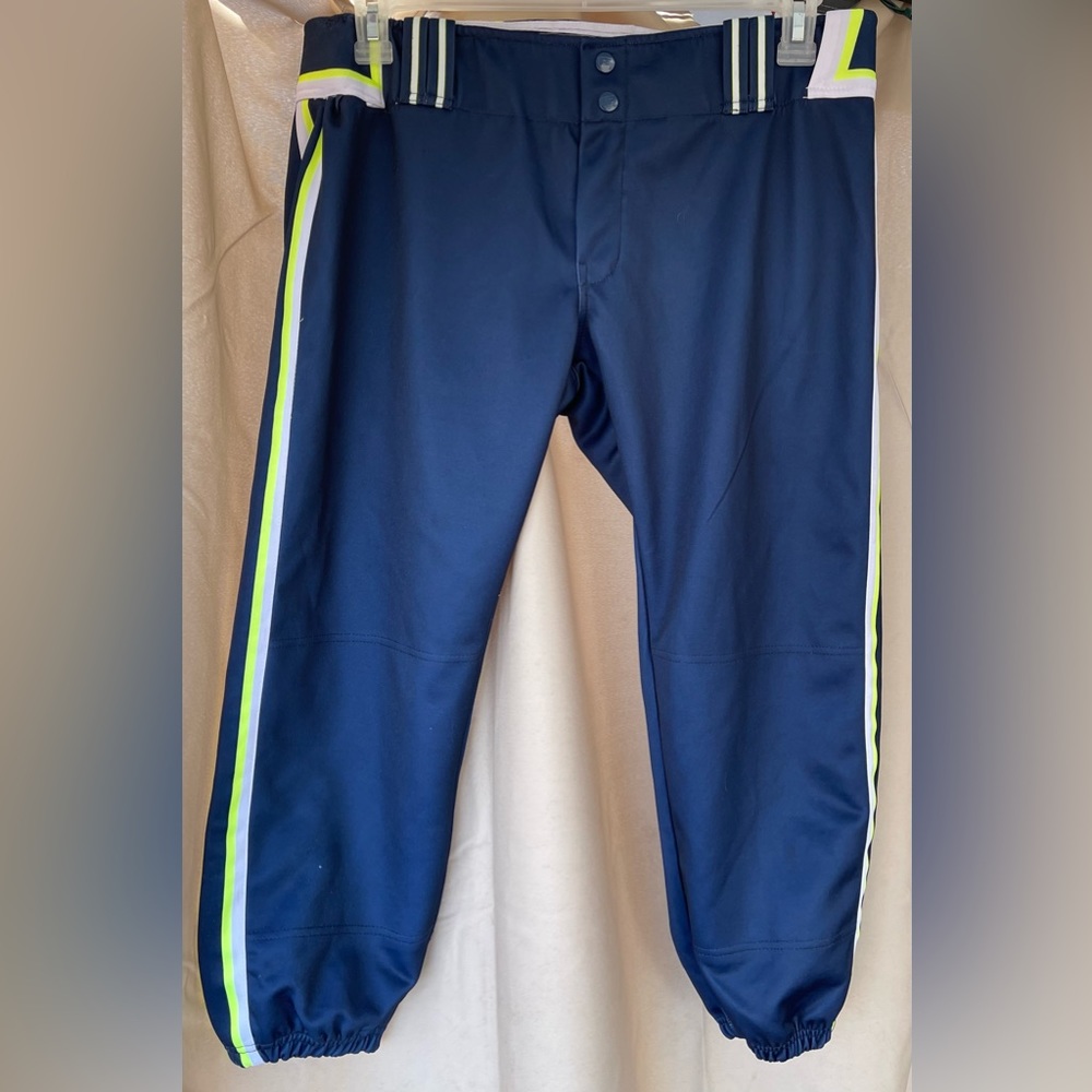 Berserk women fastpitch softball baseball pants xl navy white neon green yellow